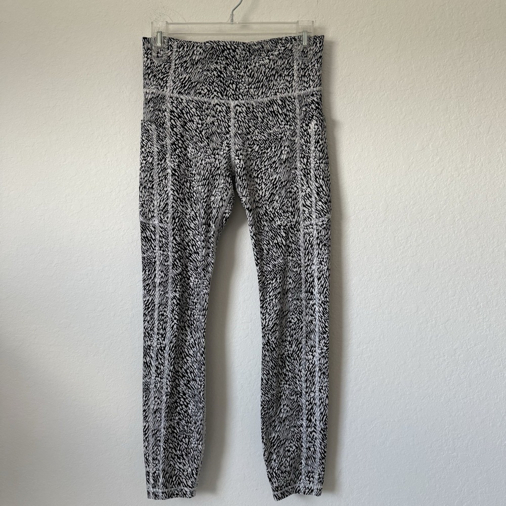 Athleta‎ Ultimate Stash Textured 7/8 Tight Leggings Black White Speckled M/Tall